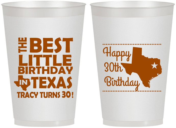 Personalized Birthday 12 oz Frosted Cups - 30th Texas | 20265