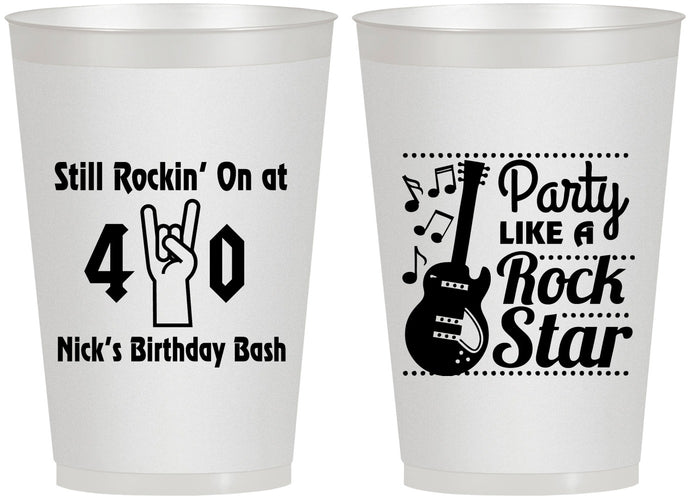 Personalized Birthday 12 oz Frosted Cups - 40th Rock Star | 20266