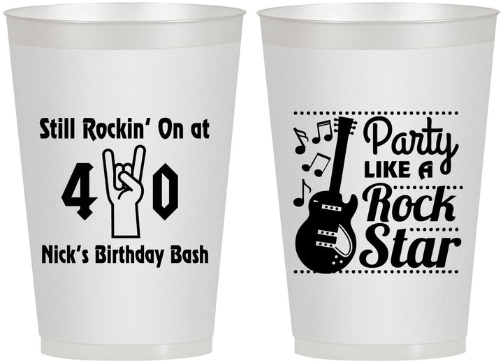 Personalized Birthday 12 oz Frosted Cups - 40th Rock Star | 20266