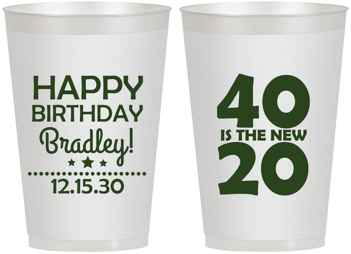 Personalized Birthday 12 oz Frosted Cups - 40 Is The New 20 | 20269