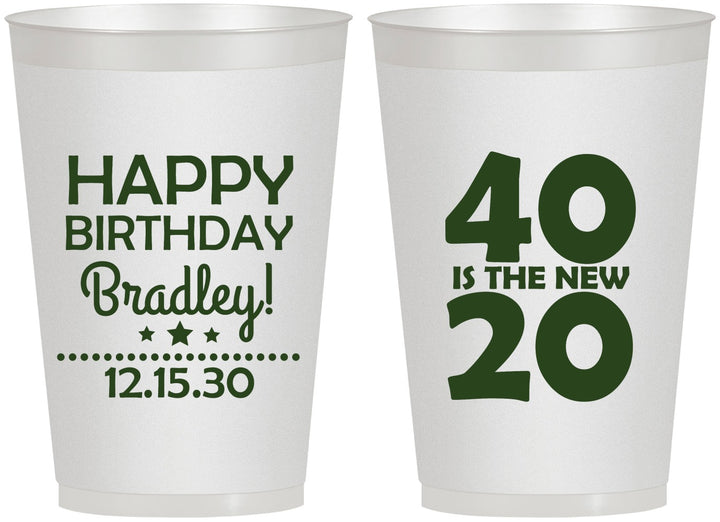 Personalized Birthday 12 oz Frosted Cups - 40 Is The New 20 | 20269