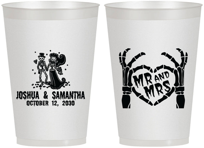 Personalized Wedding 12 oz Frosted Cups - Mr And Mrs Skeleton | 204