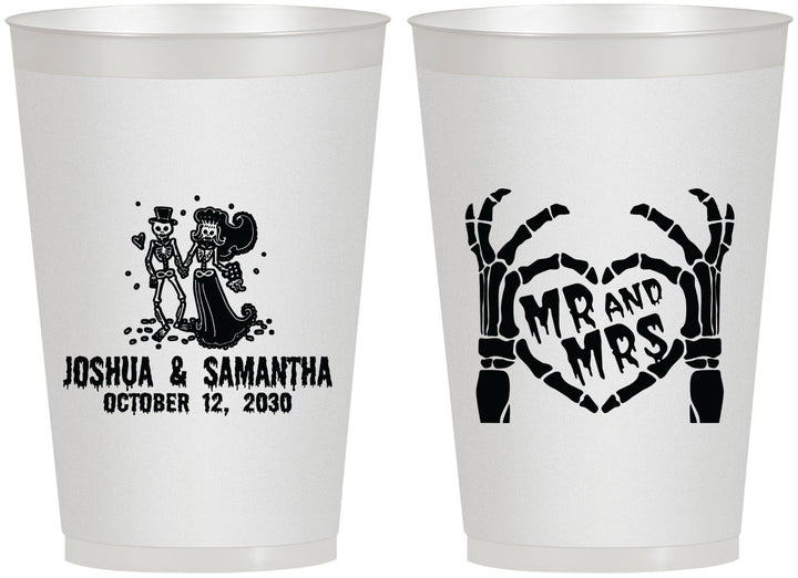 Personalized Wedding 12 oz Frosted Cups - Mr And Mrs Skeleton | 204