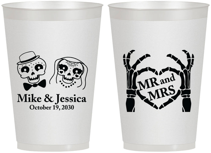 Personalized Wedding 12 oz Frosted Cups - Mr And Mrs Halloween | 206