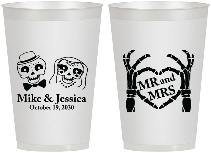 Personalized Wedding 12 oz Frosted Cups - Mr And Mrs Halloween | 206