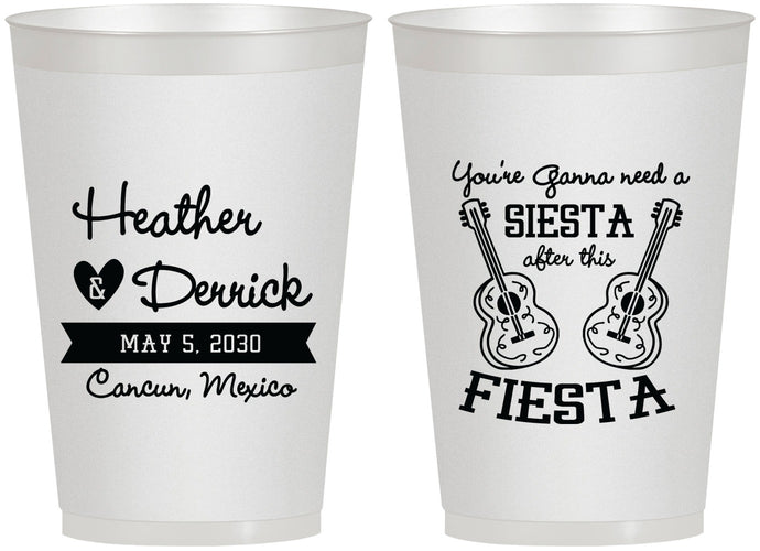 Personalized Wedding 12 oz Frosted Cups - Siesta Fiesta Mexico | 207
