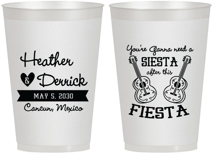 Personalized Wedding 12 oz Frosted Cups - Siesta Fiesta Mexico | 207