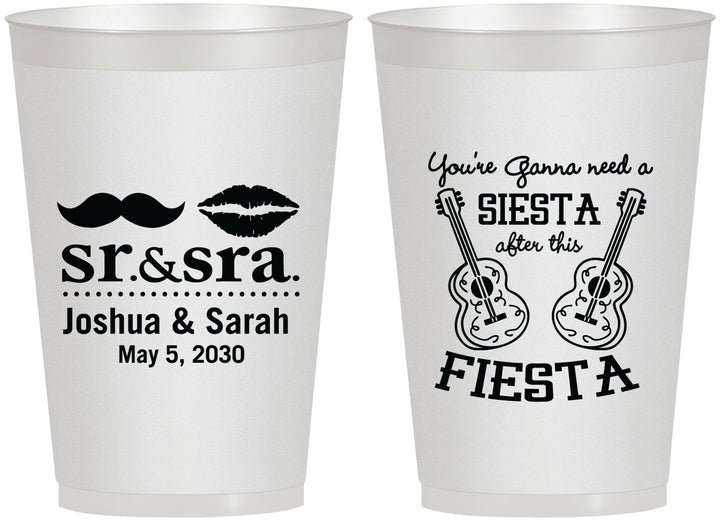 Personalized Wedding 12 oz Frosted Cups - Siesta Fiesta Sr Sra | 208