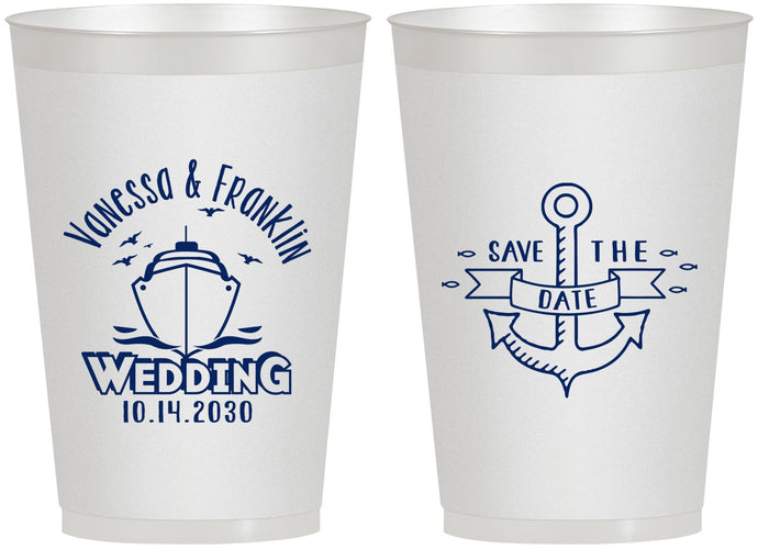 Personalized Wedding 12 oz Frosted Cups - Save The Date Cruise | 209