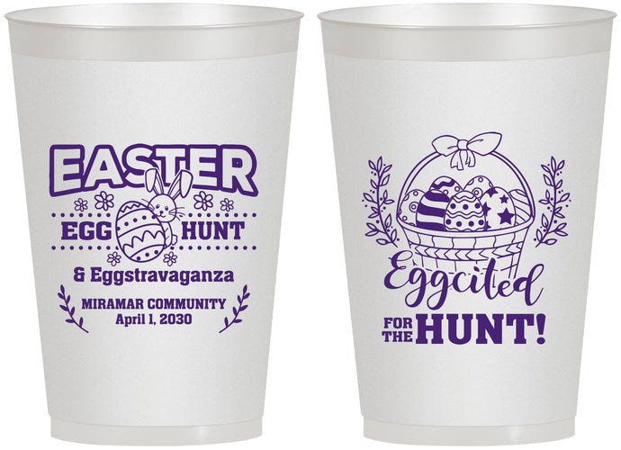 Personalized Easter 12 oz Frosted Cups - Eggcited For Hunt Bunny | 210006