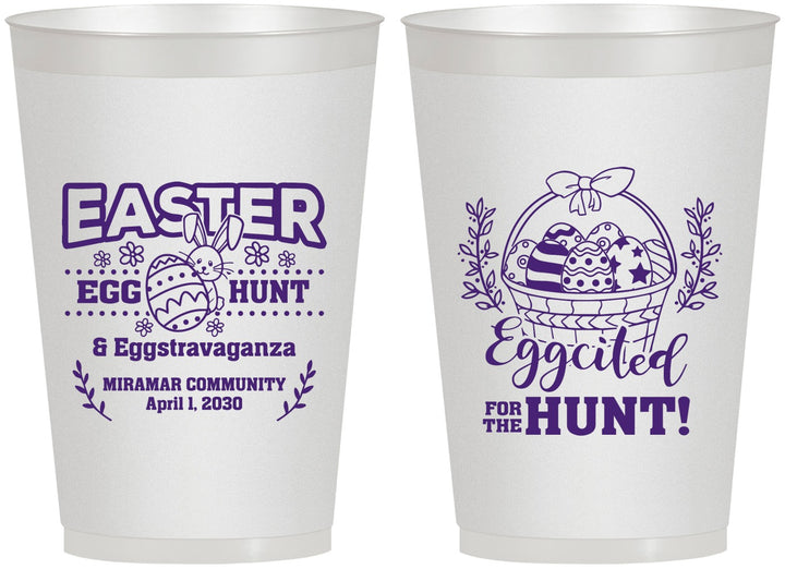 Personalized Easter 12 oz Frosted Cups - Eggcited For Hunt Bunny | 210006