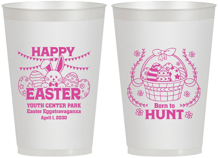 Personalized Easter 12 oz Frosted Cups - Born To Hunt Bunny | 210007