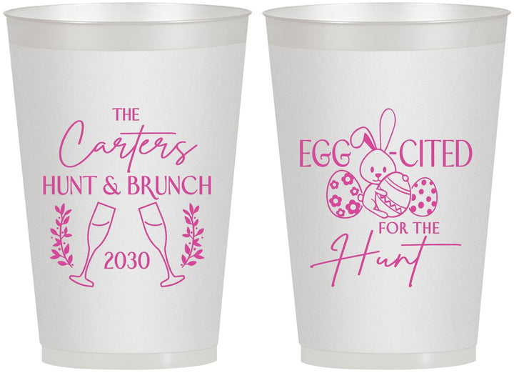 Personalized Easter 12 oz Frosted Cups - Eggcited For Hunt Bunny | 210011