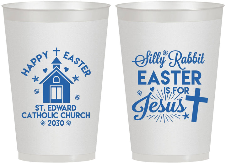 Personalized Easter 12 oz Frosted Cups - Silly Rabbit | 210025