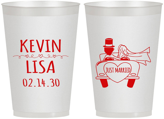 Personalized Wedding 12 oz Frosted Cups - Just Married | 212