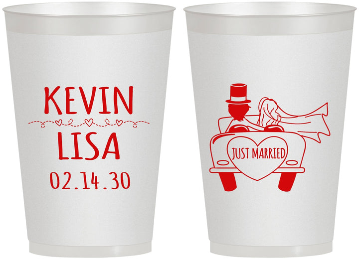 Personalized Wedding 12 oz Frosted Cups - Just Married | 212