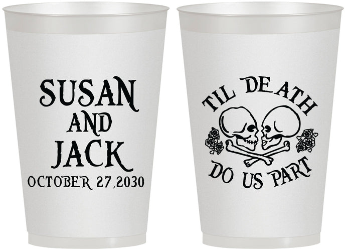 Personalized Wedding 12 oz Frosted Cups - Til Death Do Us Part | 213