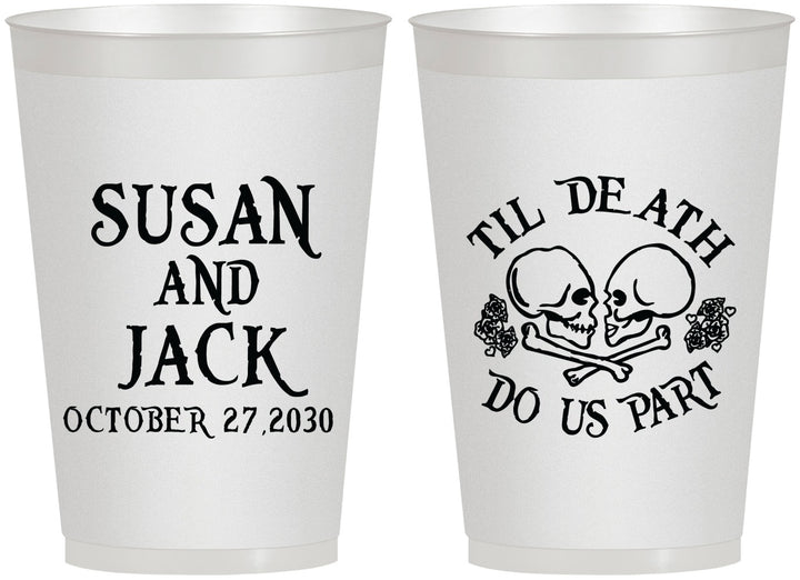 Personalized Wedding 12 oz Frosted Cups - Til Death Do Us Part | 213