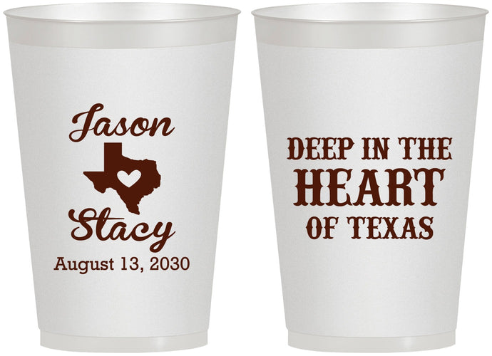 Personalized Wedding 12 oz Frosted Cups - Deep In The Heart Of Texas | 214