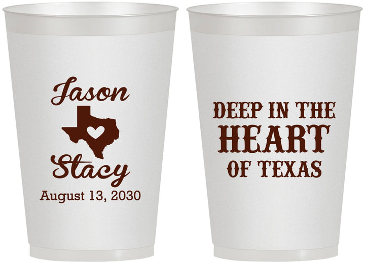 Personalized Wedding 12 oz Frosted Cups - Deep In The Heart Of Texas | 214