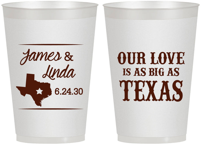 Personalized Wedding 12 oz Frosted Cups - Our Love Is As Big As Texas | 215