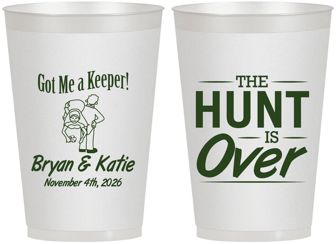 Personalized Wedding 12 oz Frosted Cups - The Hunt Is Over | 216