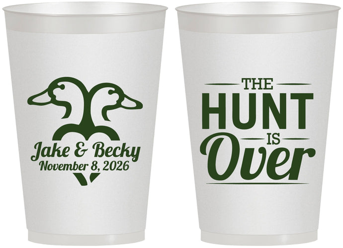 Personalized Wedding 12 oz Frosted Cups - The Hunt Is Over Duck | 217