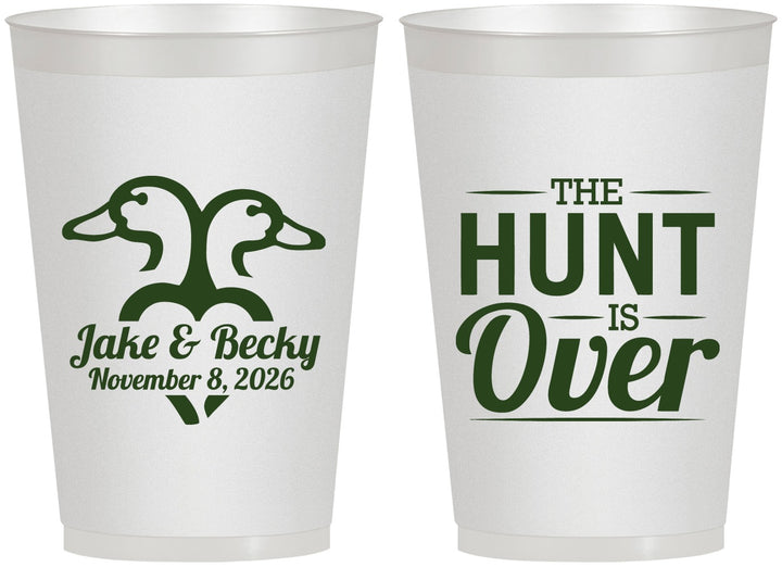 Personalized Wedding 12 oz Frosted Cups - The Hunt Is Over Duck | 217