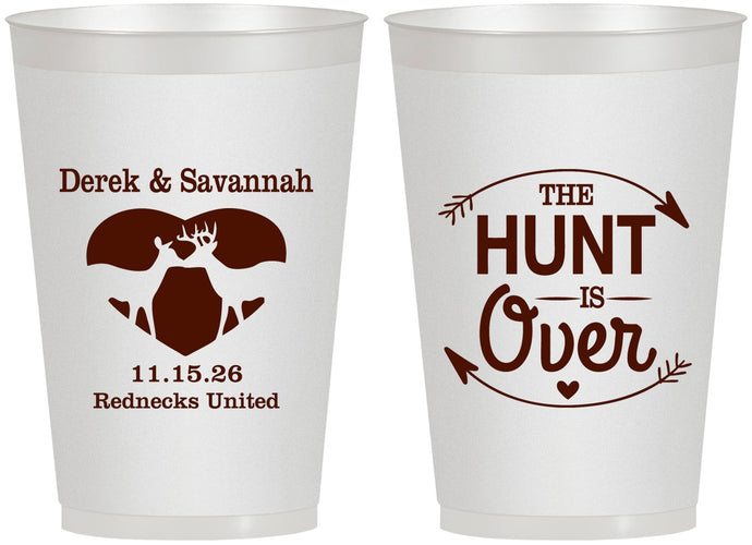Personalized Wedding 12 oz Frosted Cups - The Hunt Is Over Deer | 220