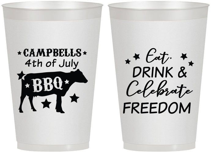 Personalized 4th Of July 12 oz Frosted Cups - Eat Drink Freedom | 220000