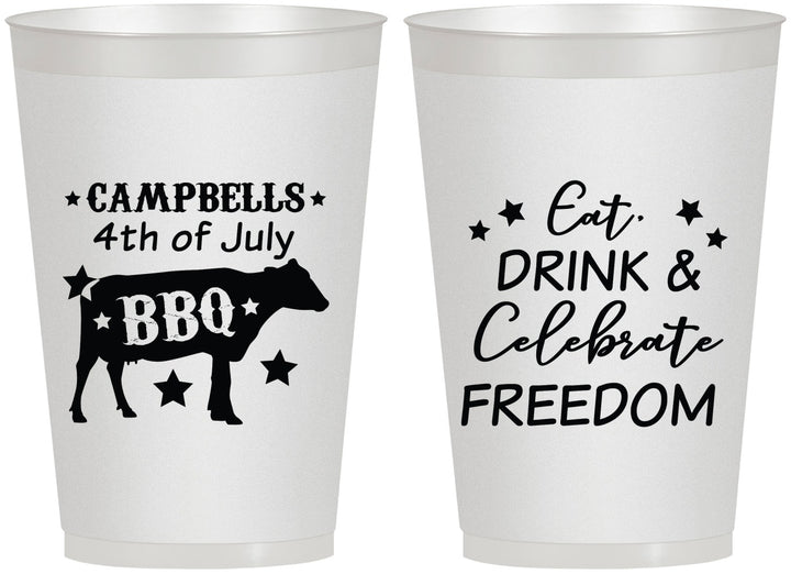 Personalized 4th Of July 12 oz Frosted Cups - Eat Drink Freedom | 220000
