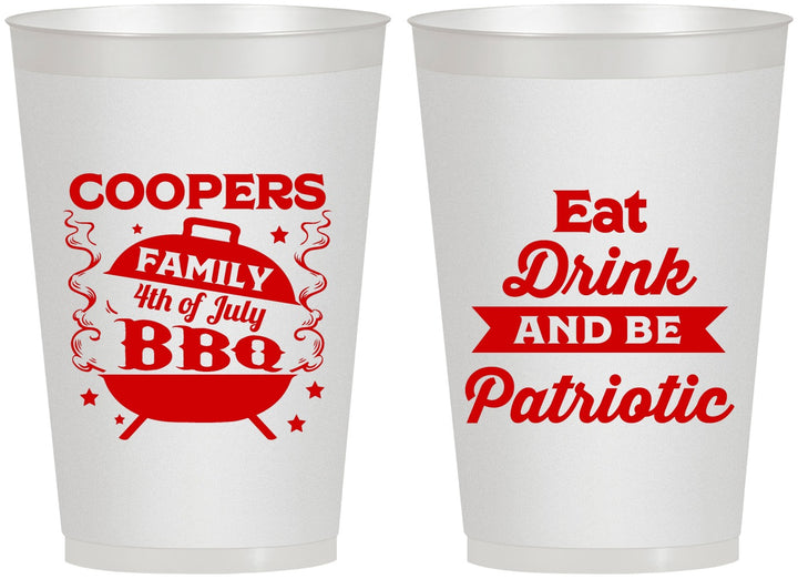 Personalized 4th Of July 12 oz Frosted Cups - Eat Drink Patriotic | 220002