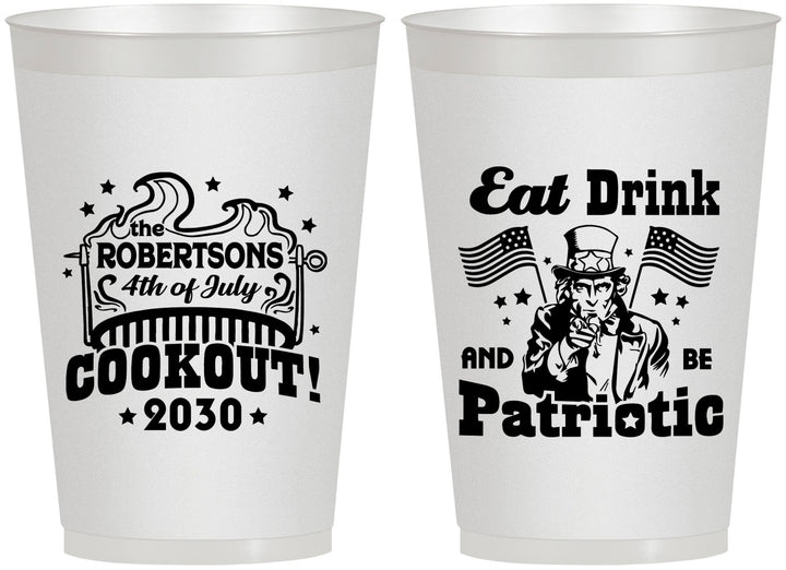 Personalized 4th Of July 12 oz Frosted Cups - Eat Drink Patriotic | 220004