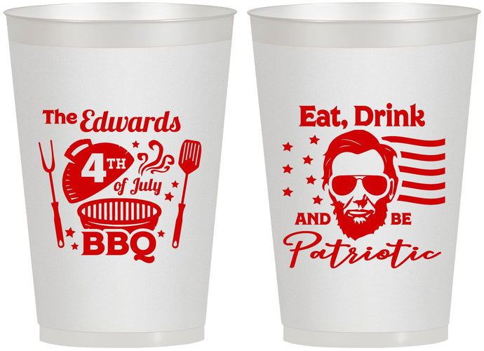 Personalized 4th Of July 12 oz Frosted Cups - Eat Drink Patriotic | 220006