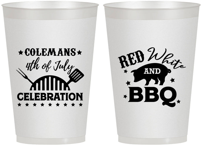 Personalized 4th Of July 12 oz Frosted Cups - Red White Bbq | 220008