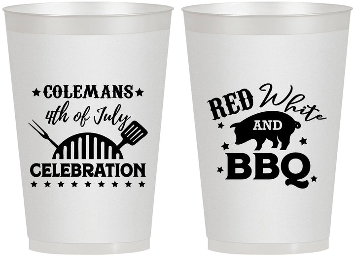 Personalized 4th Of July 12 oz Frosted Cups - Red White Bbq | 220008