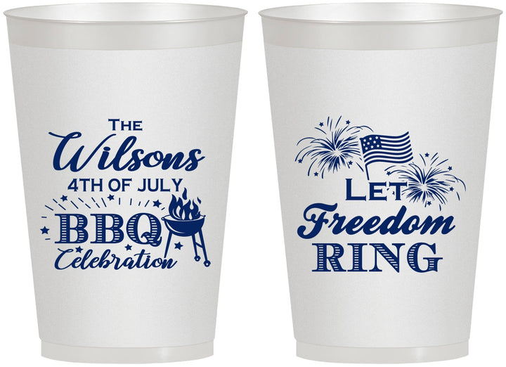Personalized 4th Of July 12 oz Frosted Cups - Bbq Fireworks | 220009