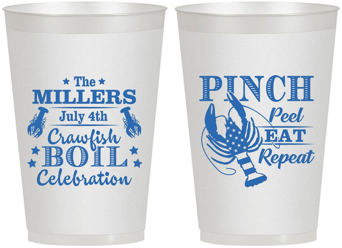 Personalized 4th Of July 12 oz Frosted Cups - Pink Peel Crawfish | 220011