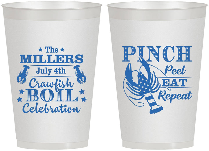 Personalized 4th Of July 12 oz Frosted Cups - Pink Peel Crawfish | 220011