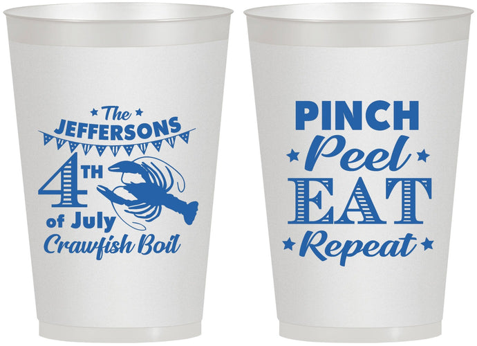 Personalized 4th Of July 12 oz Frosted Cups - Pink Peel Crawfish | 220015