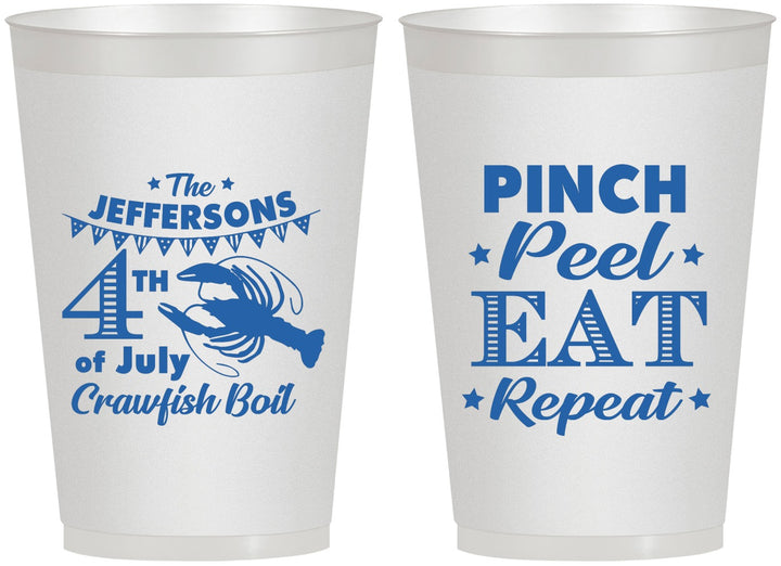 Personalized 4th Of July 12 oz Frosted Cups - Pink Peel Crawfish | 220015