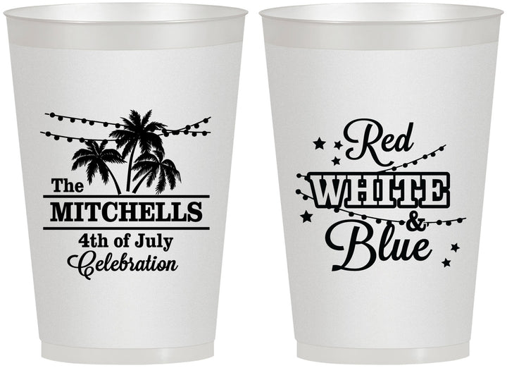 Personalized 4th Of July 12 oz Frosted Cups - Beach Stars Stripes | 220020