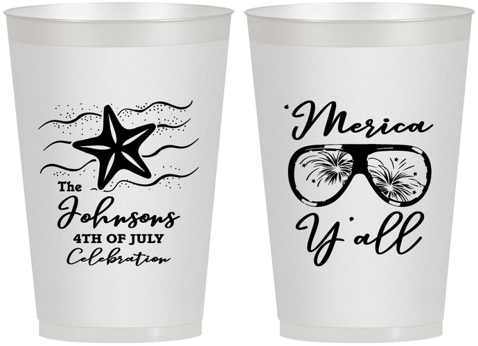 Personalized 4th Of July 12 oz Frosted Cups - Beach Merica Yall | 220028