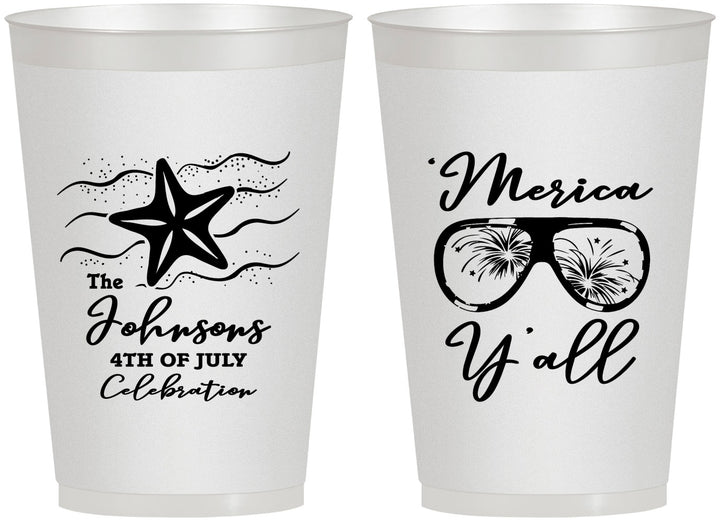 Personalized 4th Of July 12 oz Frosted Cups - Beach Merica Yall | 220028