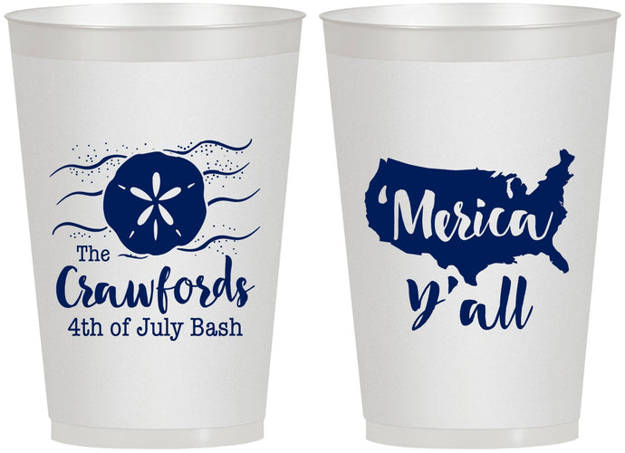 Personalized 4th Of July 12 oz Frosted Cups - Beach Merica Yall | 220029