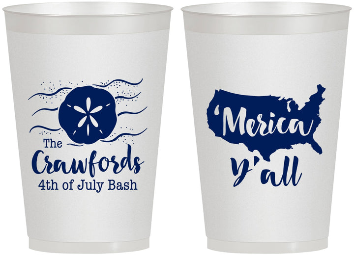 Personalized 4th Of July 12 oz Frosted Cups - Beach Merica Yall | 220029