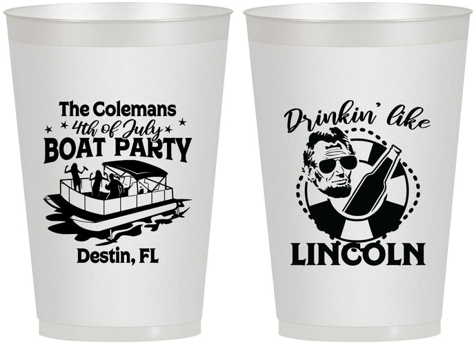 Personalized 4th Of July 12 oz Frosted Cups - Drinkin Like Lincoln | 220032