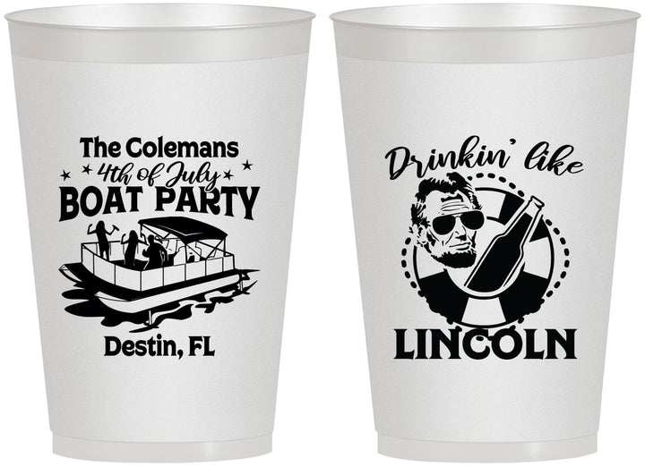 Personalized 4th Of July 12 oz Frosted Cups - Drinkin Like Lincoln | 220032