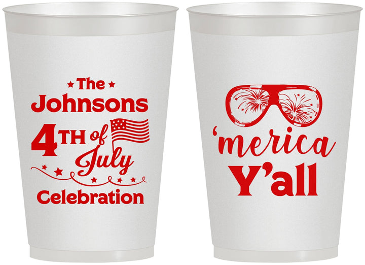 Personalized 4th Of July 12 oz Frosted Cups - Merica Yall | 220034