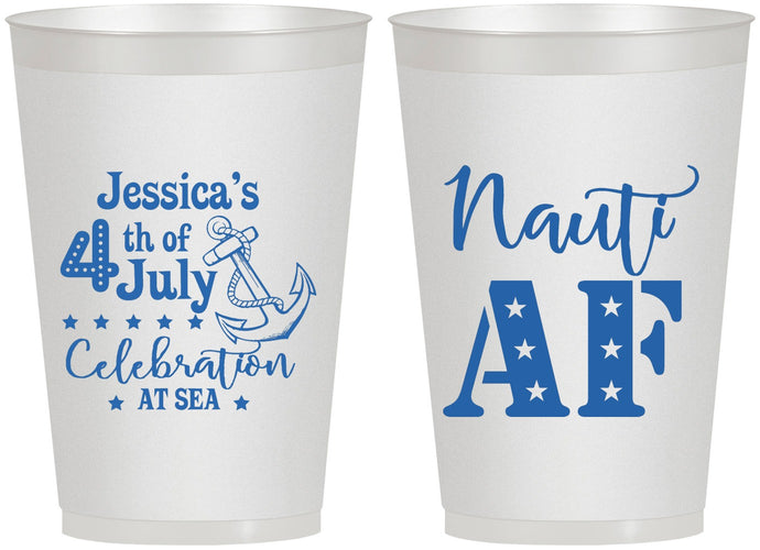 Personalized 4th Of July 12 oz Frosted Cups - Nautical Anchor | 220035